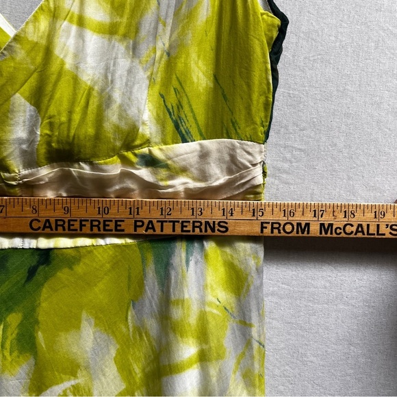 Steilmann silk cotton Elegant Green and White Women's Midi Dress Sz 12 - Picture 13 of 15